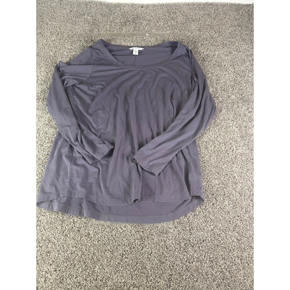 Athleta‎ Womens Long Sleeve Scoop Neck Athletic Top Purple Gray XL TG Activewear